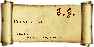 Berki Zina névjegykártya